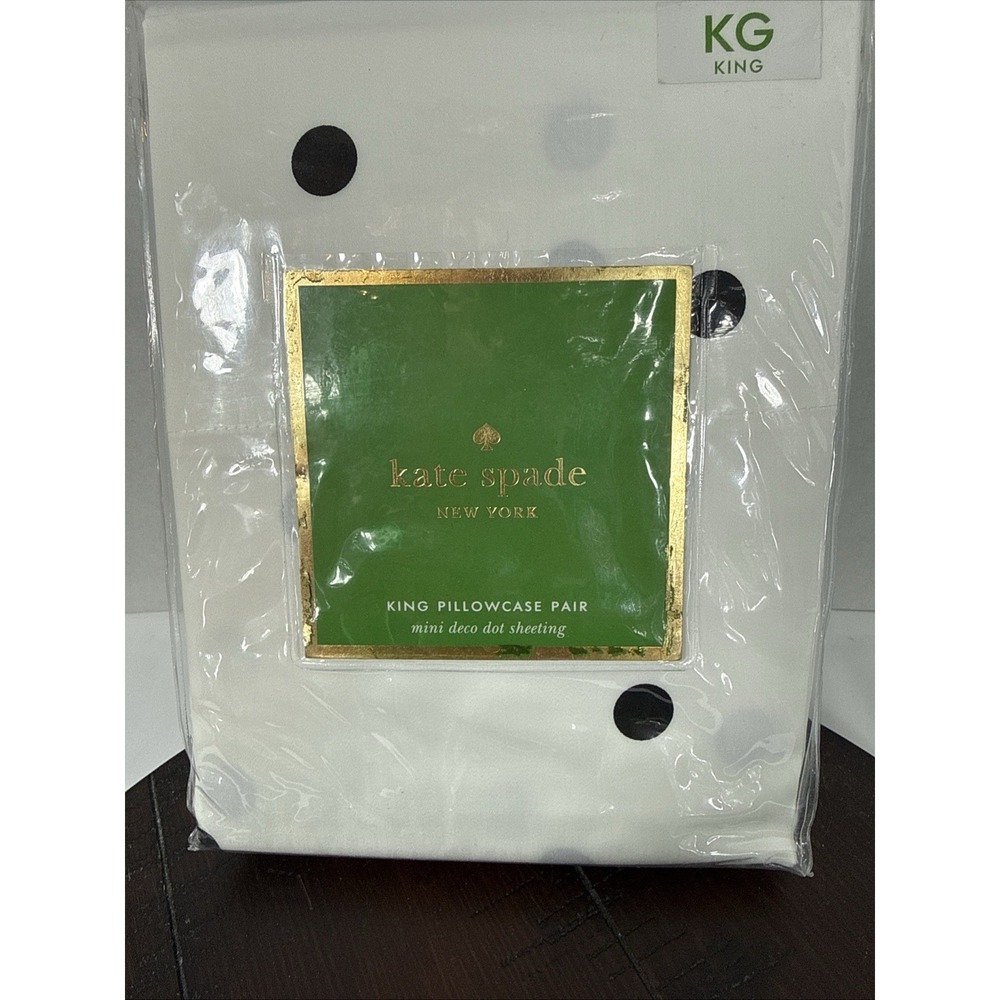 Kate Spade‎ Pair King White Pillowcases Mini Dot Sheeting 100% Cotton Black Dots